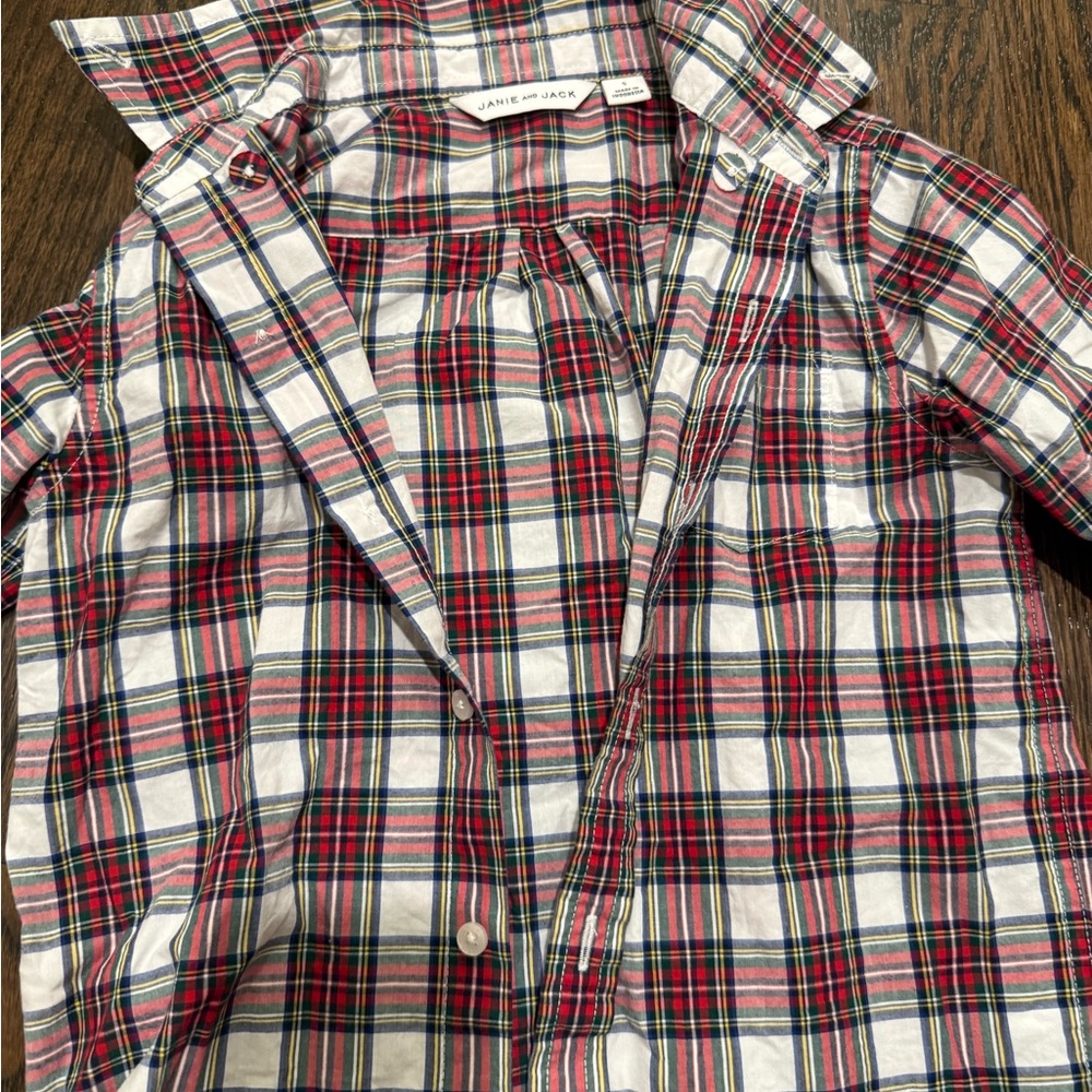 Janie and Jack Red and Blue Plaid Shirt